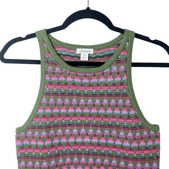 Sundance Knit Sleeveless Tank Top Sweater Vest Green Pink Sz XS - Picture 4 of 7